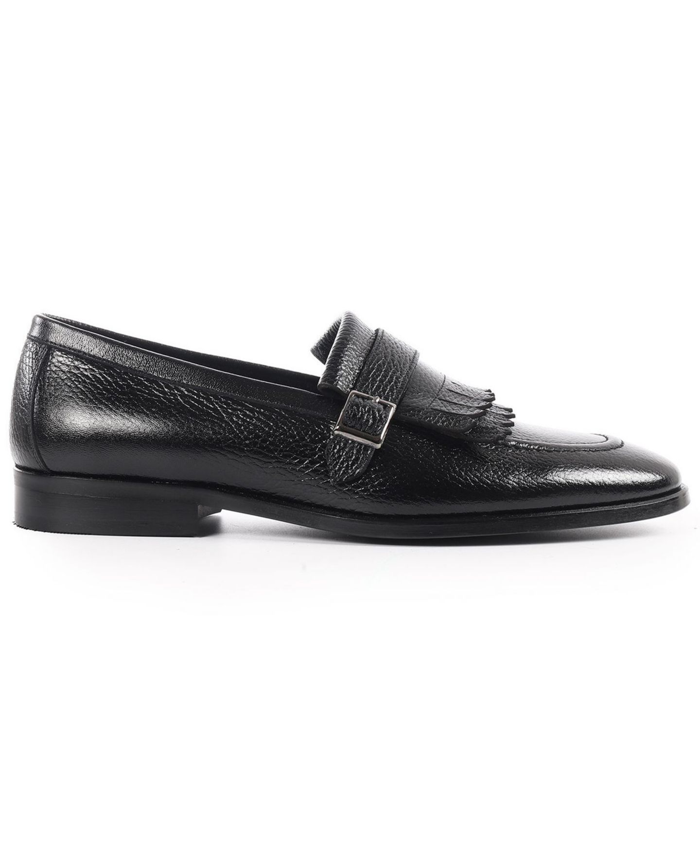 Мужские туфли VELLAPAIS Tortoise Monk Strap Slip-On Dress Loafers, цвет: Чёрный — фото 2