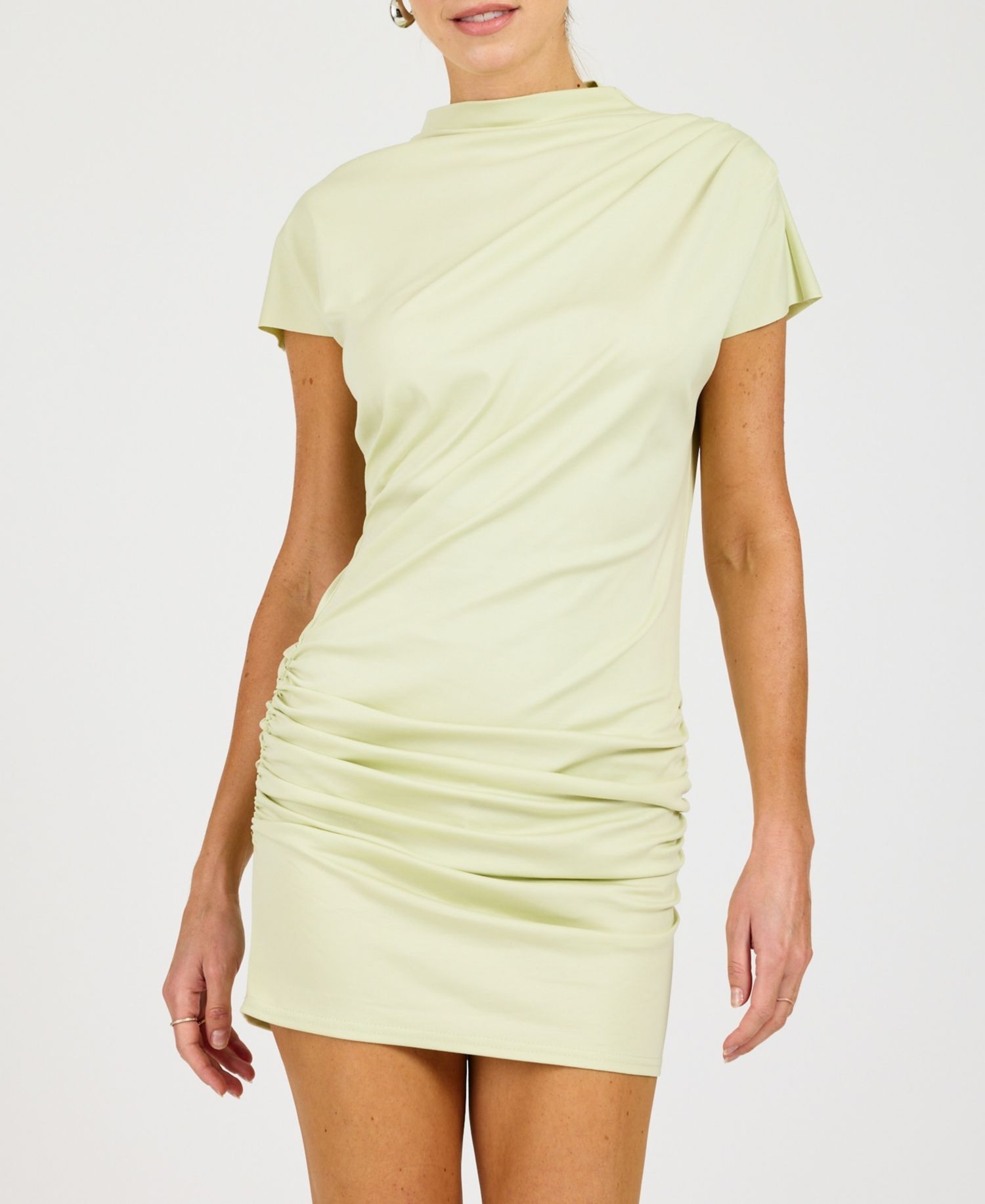 Women's Mock-Neck Draped Mini Dress