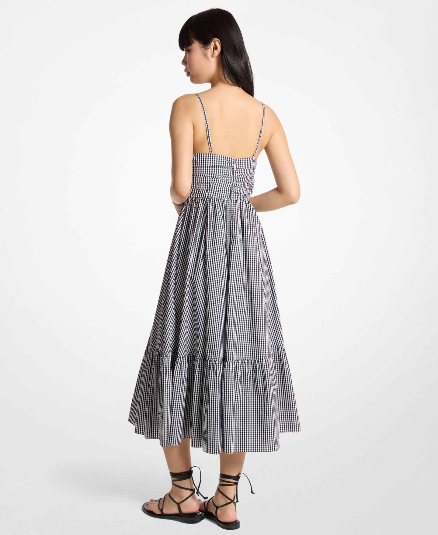 Женское платье Michael Kors V-Neck Empire Seam Midi, цвет: Чёрный / Белый — фото 3