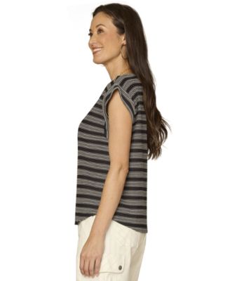 Petite Embroidered Knit Cap-Sleeve Top