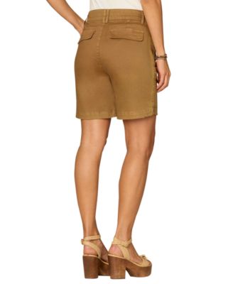 Petite Skyrise Double Button Flap Patch Pocket Cargo Shorts