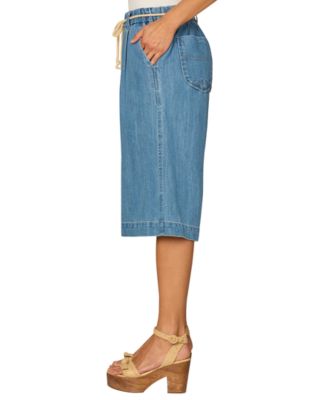 Petite Skyrise Relaxed Fit Rope Tie-Belt Denim Shorts