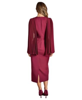 Women's Cape Sleeve Pencil Midi Dress