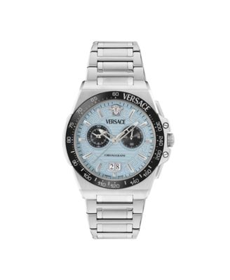 Men's Greca Reaction Silver Stainless Steel Bracelet Watch, 43mm