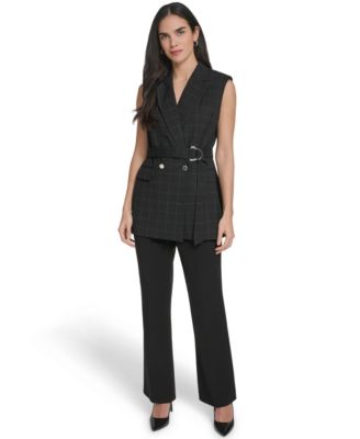 Women's Windowpane Tie-Waist Vest