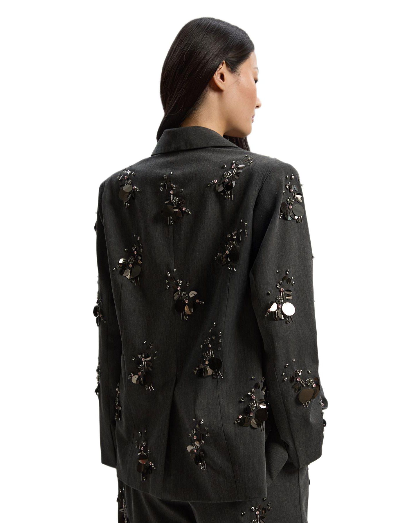 Женский пиджак Karen Millen Embellished Single-Breasted Blazer, цвет: Серый — фото 3