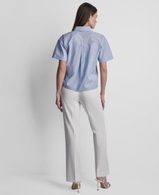 Petite Striped Short-Sleeve Shirt