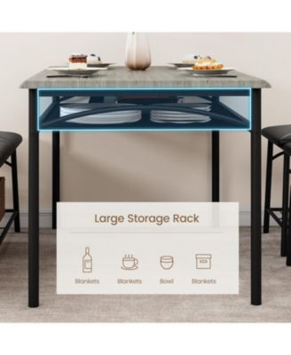 5-Piece Dining Table Set for 4-5 People 43 Inch Extendable Kitchen Table Set with 1 Benche and 2 Square Stools Dining Room Table