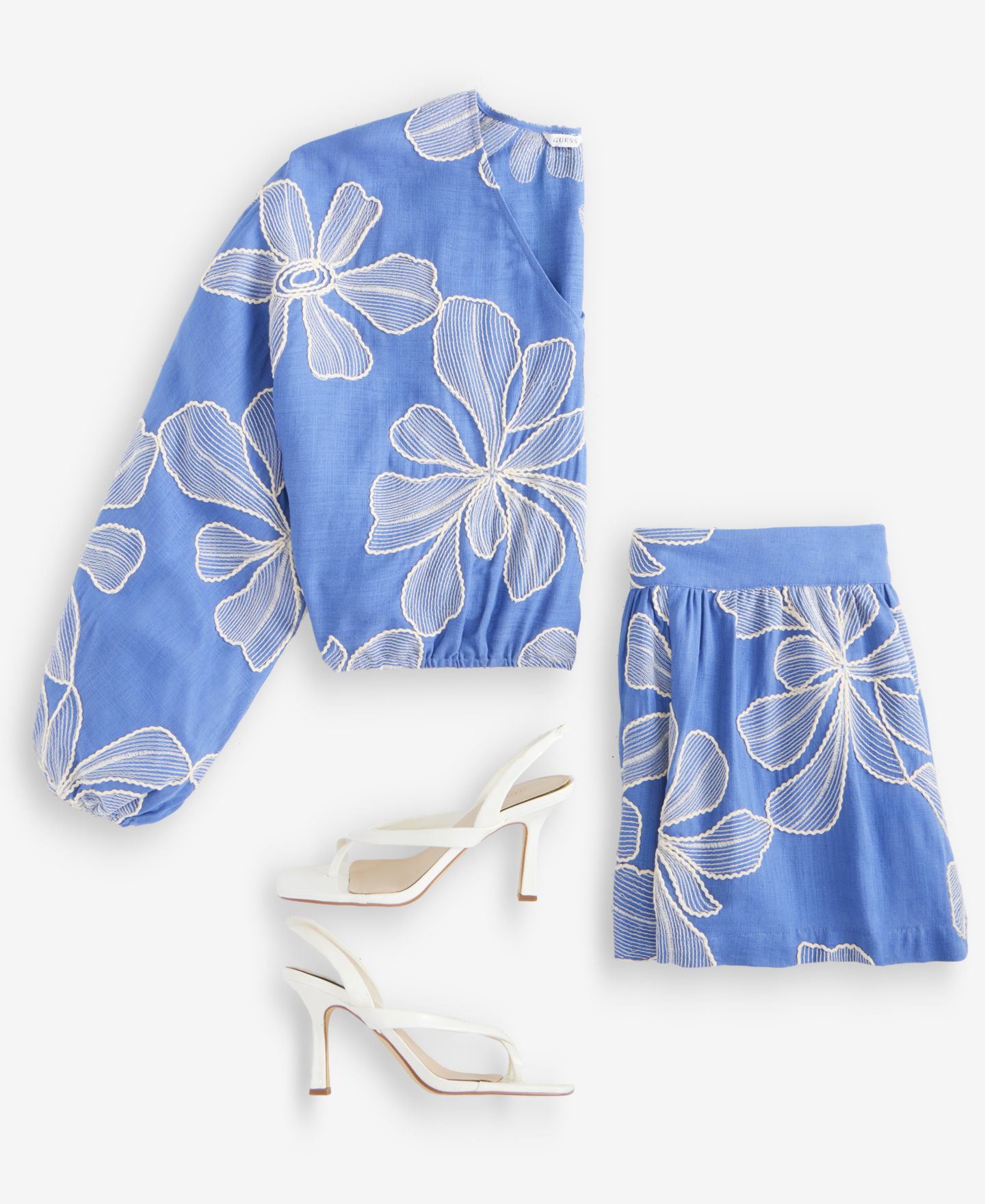 Женские шорты GUESS Dessi Embroidered, цвет: Синий разноцветный — фото 8