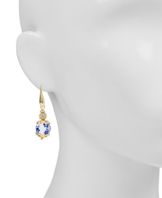 Gold-Tone Plated Wire Bead Drop Earrings