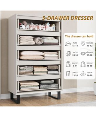 5 Dresser for Bedroom, 51 in Tall Dresser, Freestanding Vertical Drawer Cabinet with Storage