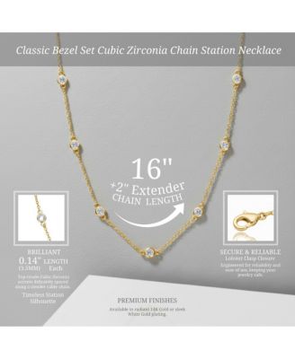 Classic Bezel Set Cubic Zirconia Chain Station Necklace