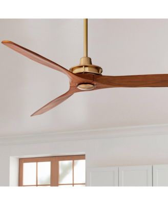 52" Windspun Modern Indoor Ceiling Fan 3 Blade Remote Control Brass Finish Motor Walnut Finish Wood Blades Bedroom