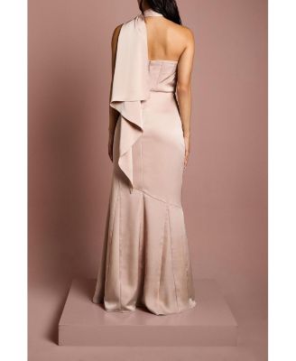 Women's Satin One Shoulder Maxi Dress