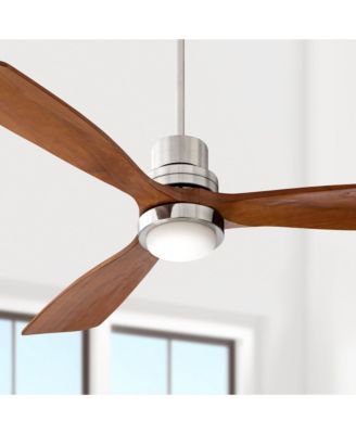 52" Delta-Wing DC Rustic Farmhouse 3 Blade Indoor Ceiling Fan LED Light Remote Control Brushed Nickel Walnut Wood for Living Room Kitchen