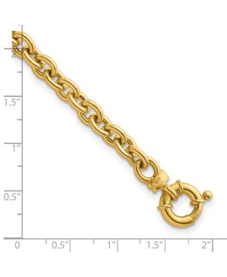 Solid 18k Yellow Gold Italian 7.5 Inch 7mm Large Rolo Link Toggle Bracelet