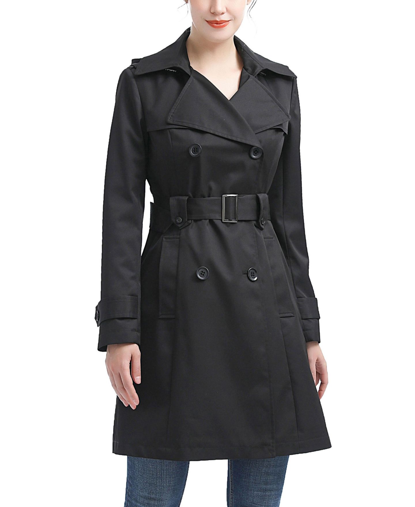 Женское пальто BGSD Hooded Water-Resistant Trench, цвет: Чёрный — фото 5