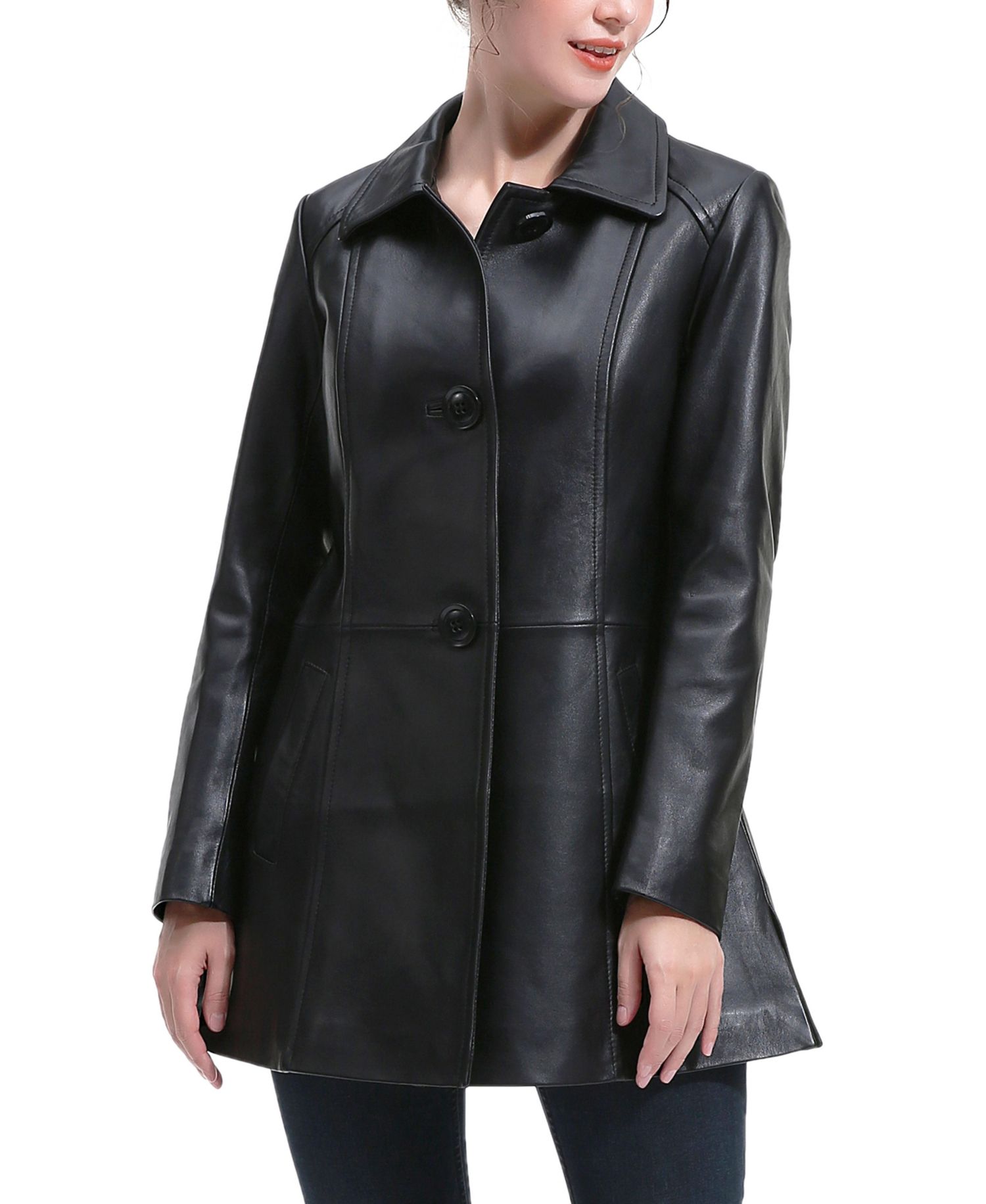 Women's Eloise A-Line Leather Coat
