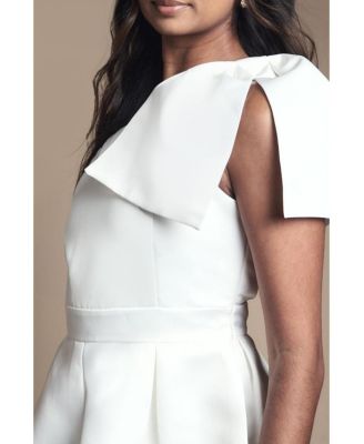 Women's One Shoulder Bow Bridal Mini Dress