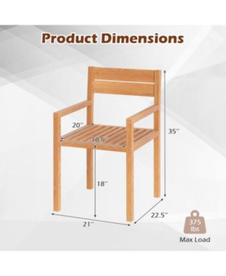 Teak Wood Outdoor Dining Armchair for Patio or Garden