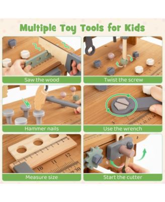 2-in-1 Kids Rolling Cart with Play Tools Set for Construction & Role Play