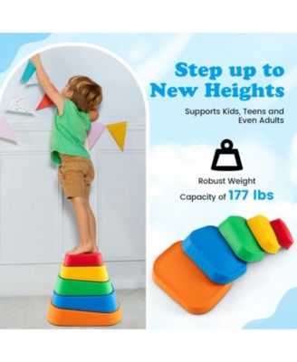 5-Piece Non-Slip Toddler River Stone Stepping Stone Set for Balance & Coordination