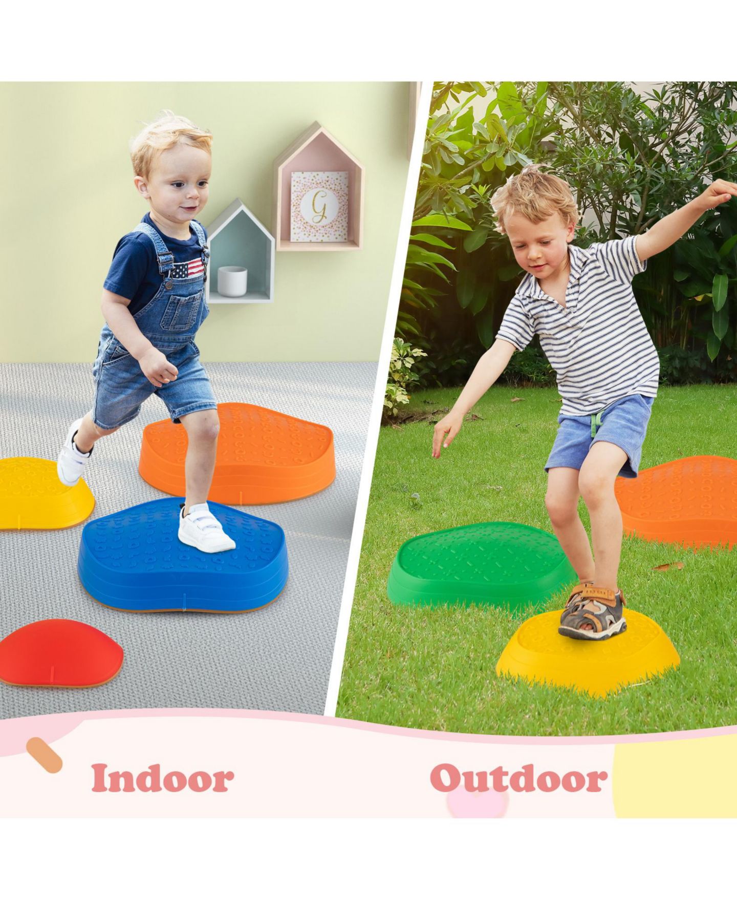 Детские игрушки Mecale 5-Piece Non-Slip Balance Stepping Stones, Ages 3+, цвет: Синий — фото 5