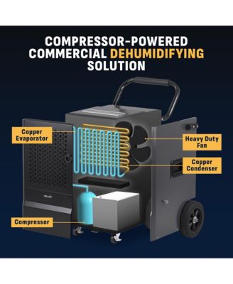 160 Pints Commercial Dehumidifier with Pump, Drain Hose, Cover up to 8000 sq. ft. for basement
