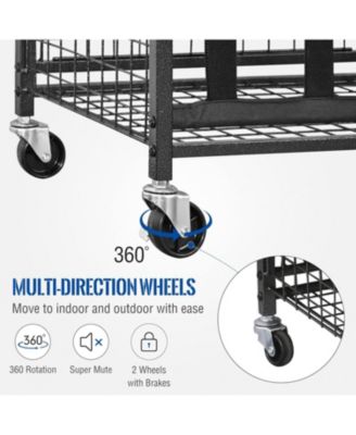 4-Tier Sports Equipment Storage Organizer, Black, Plastic, Wheeled