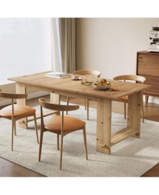 Tribesigns 63 Solid Wood Dining Table, Rectangle Kitchen Table for 4-6 ...