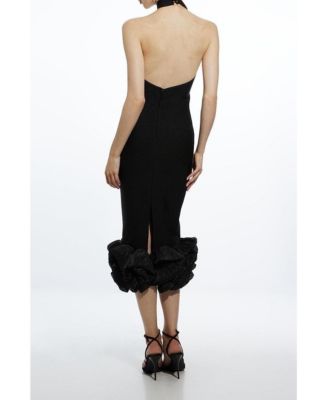 Women's Ruffle Hem Halter Knit Midi Dress