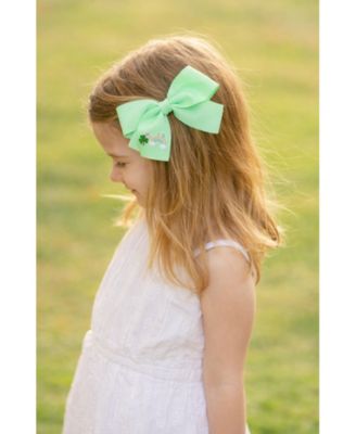 Girls Rainbow Shamrock Hair Bow