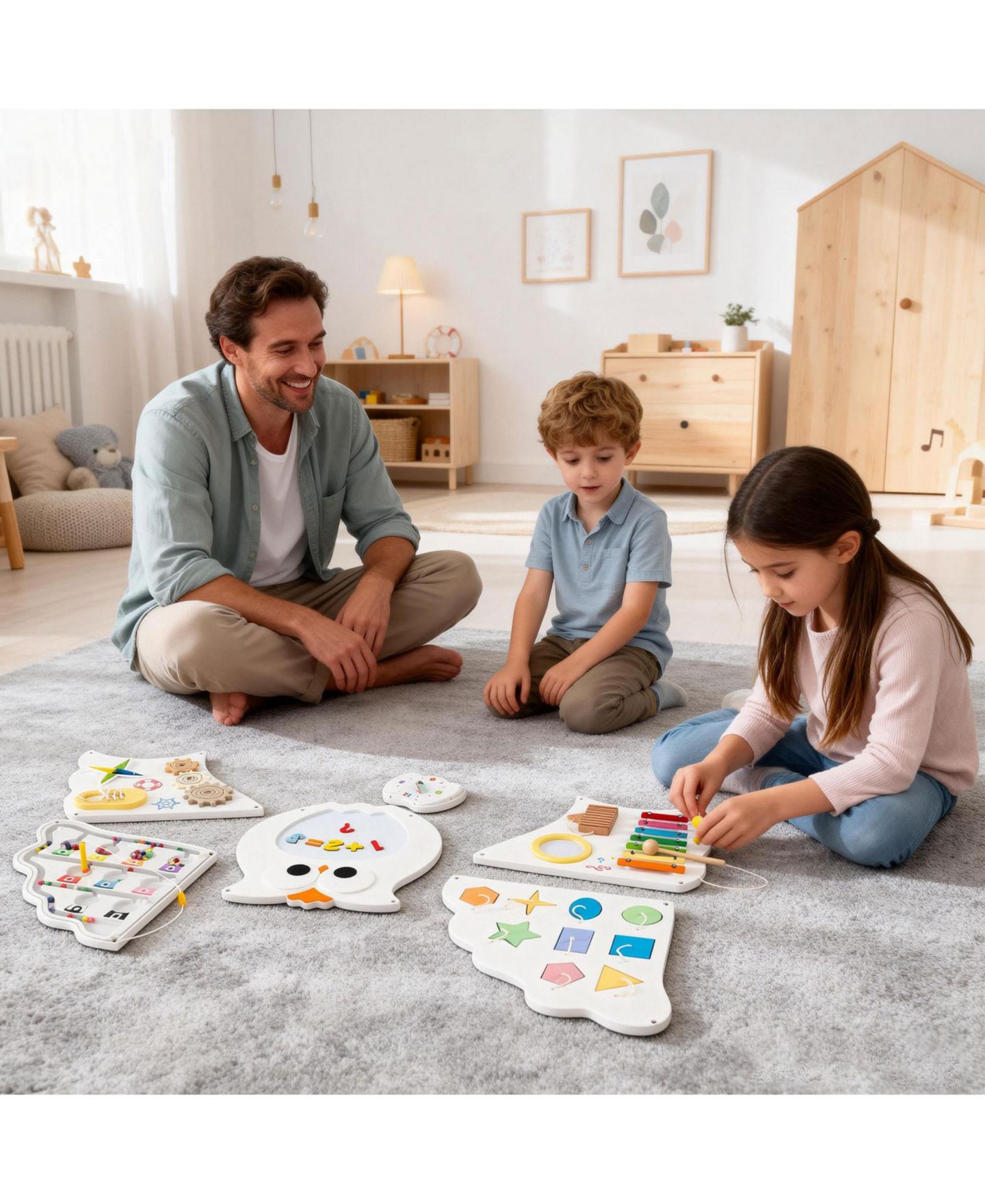 Детская игрушка Mecale 11-in-1 Owl Montessori Activity Busy Board, Ages 3+, цвет: Белый — фото 8