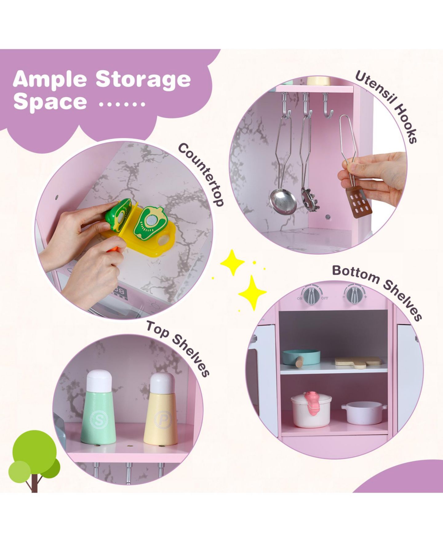 Детский игровой набор Mecale Separate Washing Basin Kids Corner Kitchen Playset, Ages 3+, цвет: Розовый — фото 8