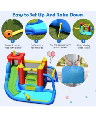 Inflatable Bounce House with Splash Pool, Climb & Slide, Blower Included