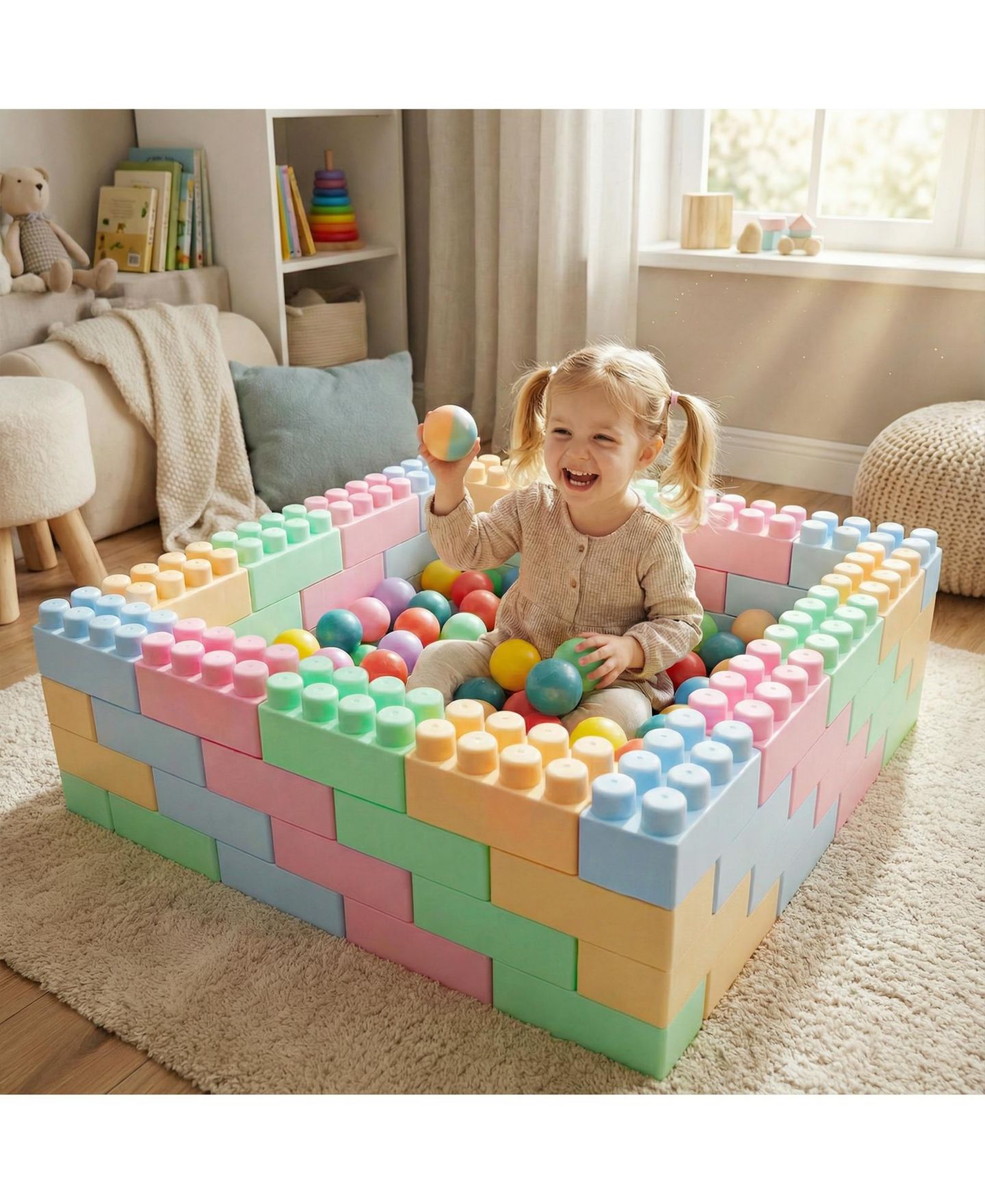 Детские конструкторы Mecale Educational Building Blocks 64-Piece Set, Ages 18 Months+, цвет: Белый — фото 3