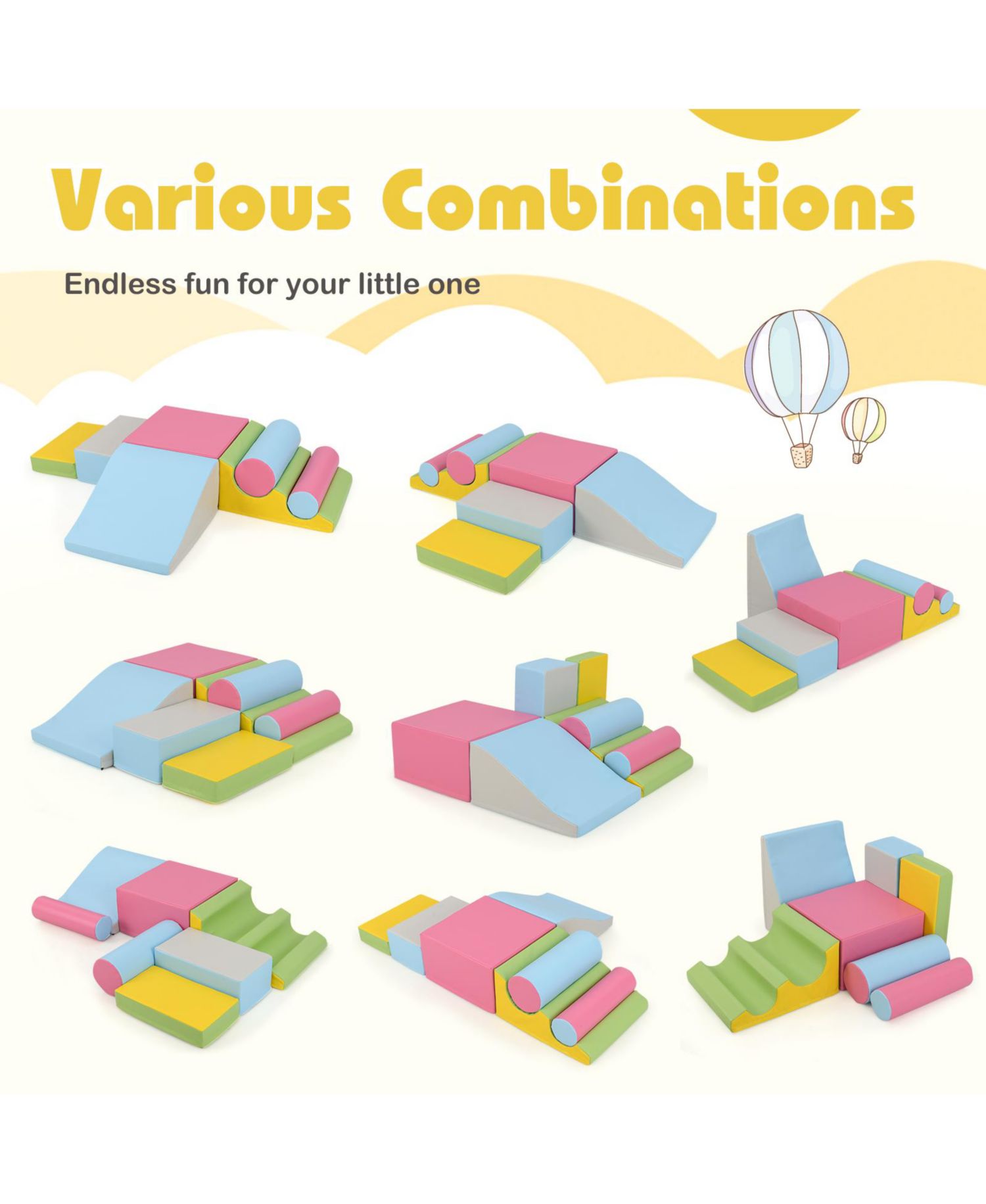 7-Piece Foam Climbing Blocks Soft Play Set for Toddlers and Crawling Babies
