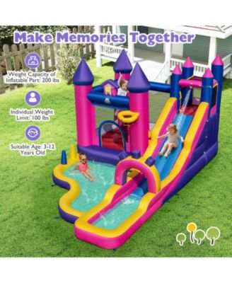 Princess Inflatable Water Slide Bounce Castle with Climbing Wall, 680W Blower Included