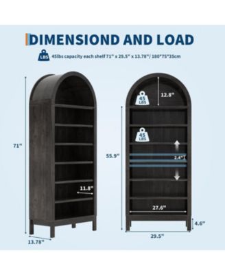 Tall Arched Display Cabinet 7-Tier Adjustable Shelf Bookcase Kitchen Pantry Entryway Shoe Cabinet Farmhouse Storage Organizer