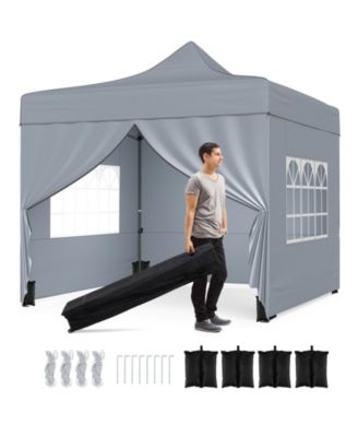 10x10 ft Pop-Up Canopy Tent with 4 Removable Sidewalls & Wheeled Bag