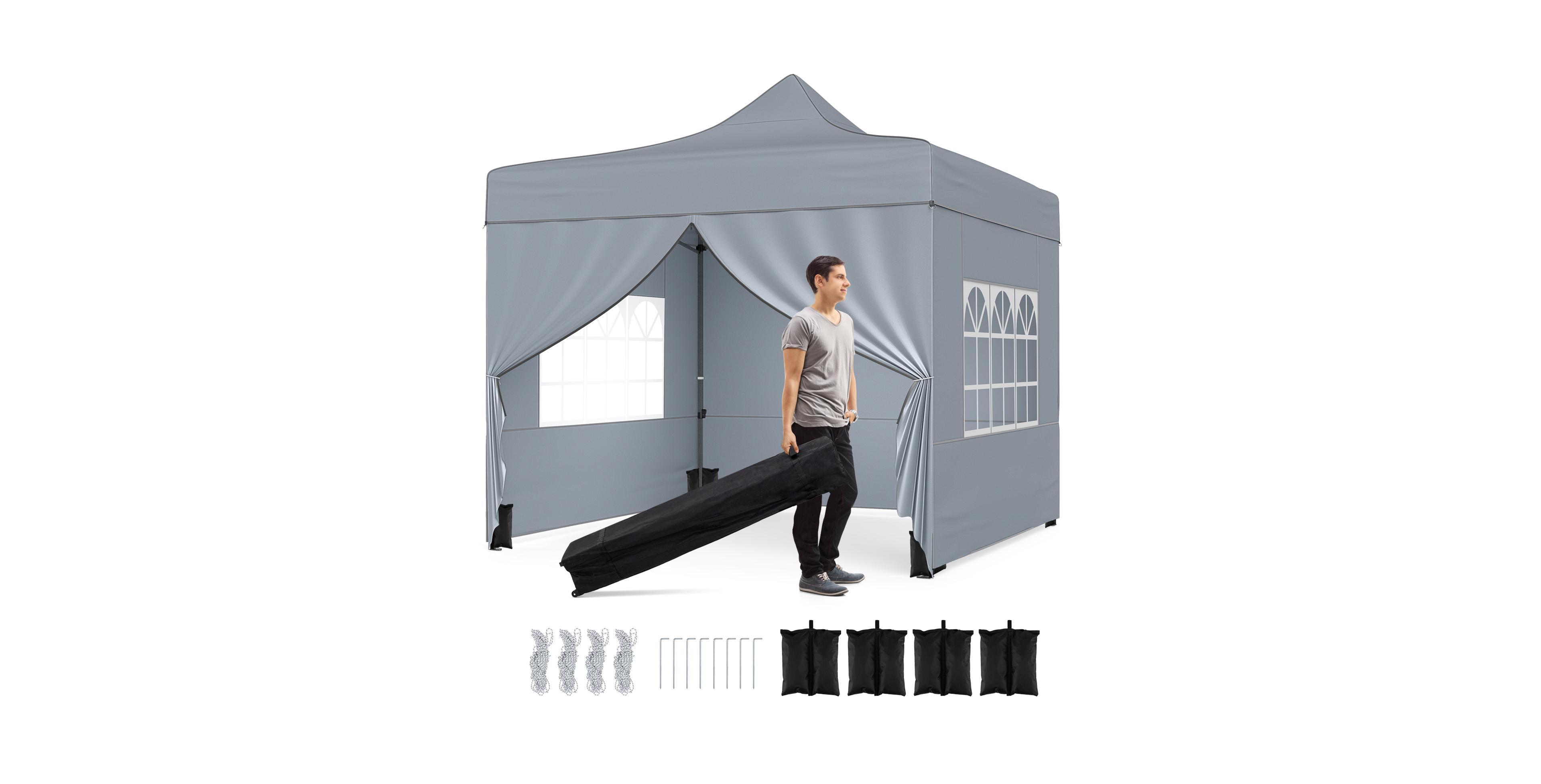 Mecale 10x10 ft Pop-Up Canopy Tent with 4 Removable Sidewalls & Wheeled Bag