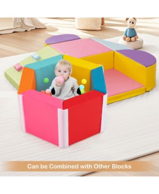 Hexagon Kids Ball Pit with Foam Mat, Detachable PU Covers