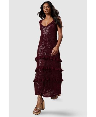 Women's Occasion Sequin Ruffle Midaxi Dress