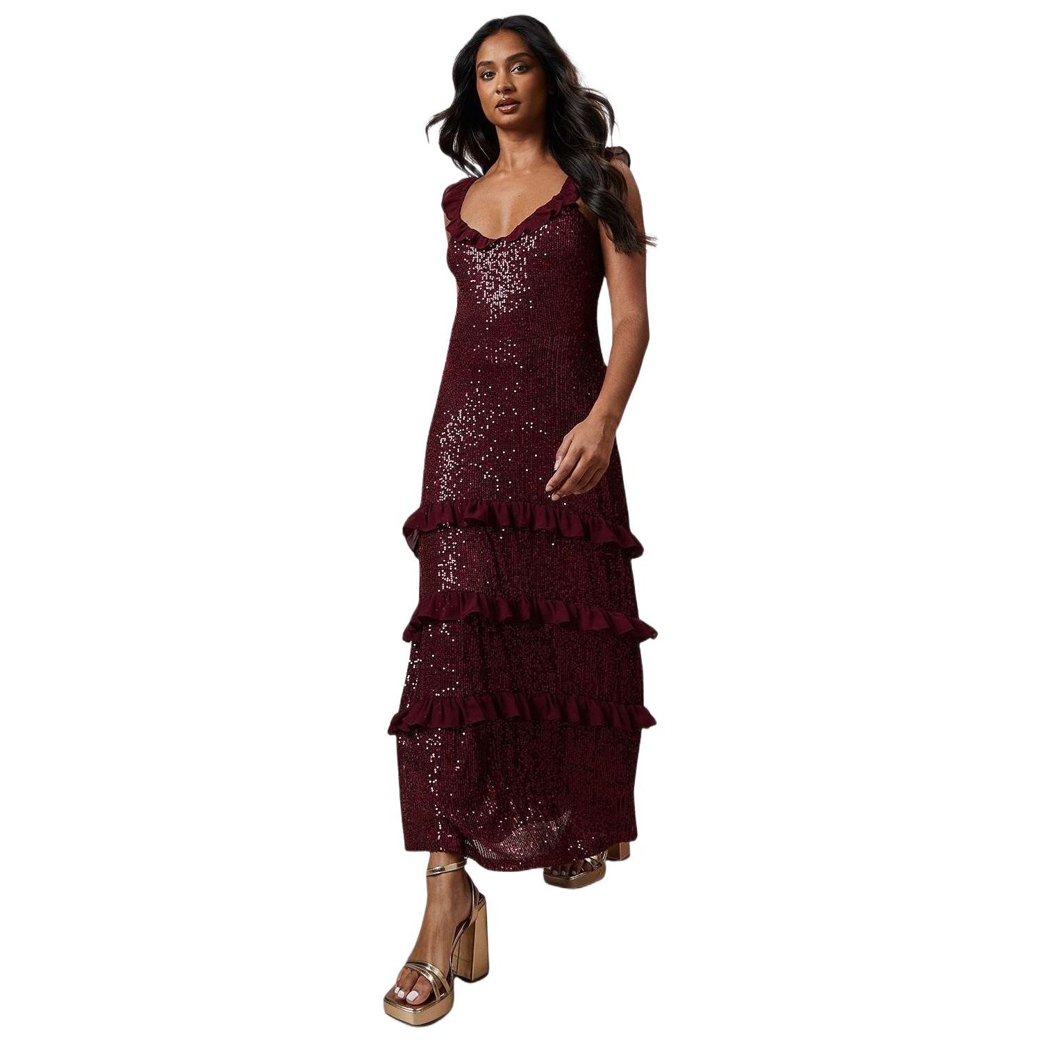 Women's Occasion Sequin Ruffle Midaxi Dress