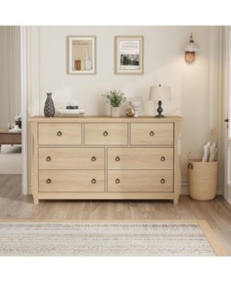 7 Dresser for Bedroom, 54 in Wide Drawer Dresser with Storage Freestanding, Wooden Closet Storage Chest for Living Room, Bedroom, Entryway