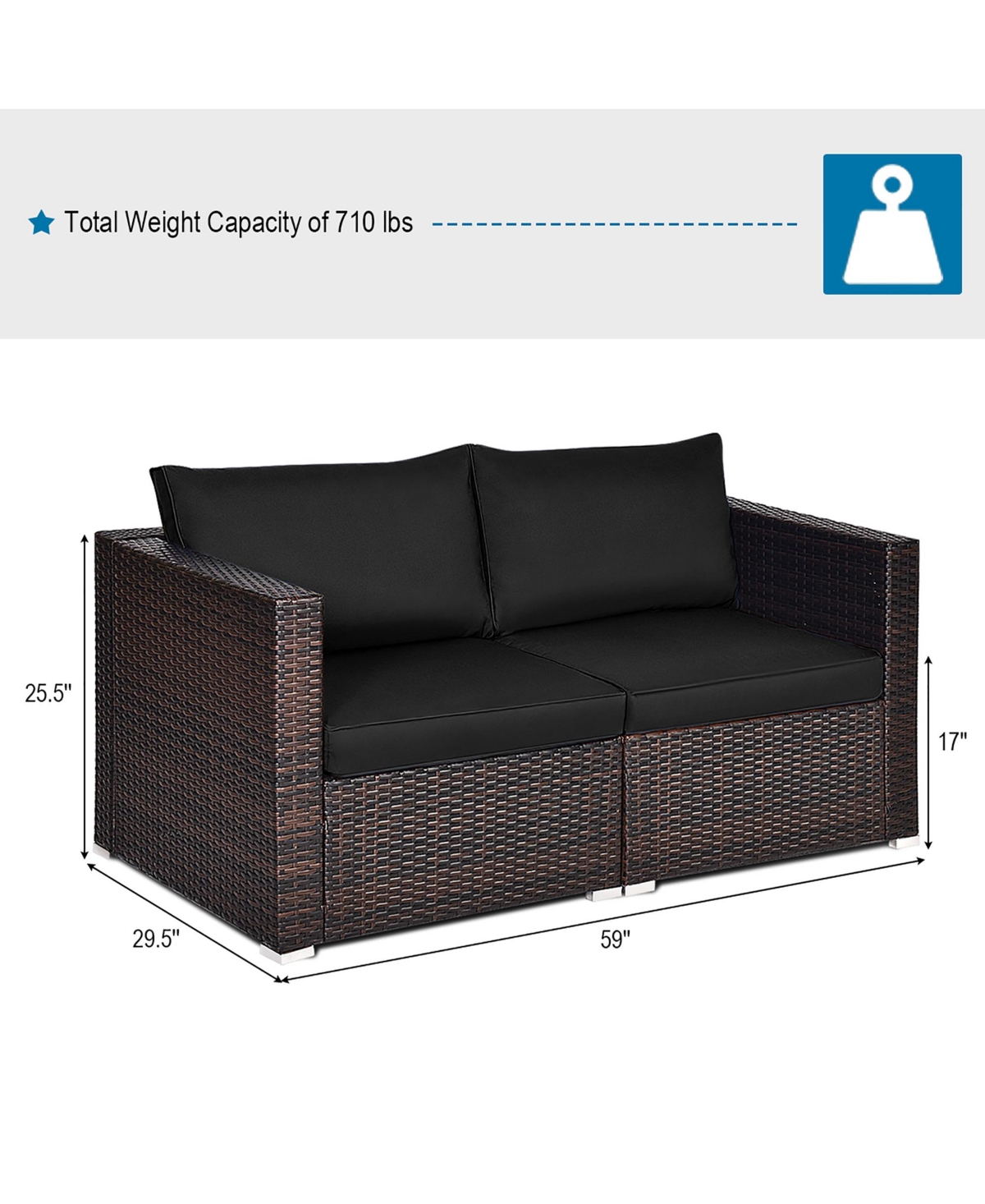 4PCS Patio Rattan Corner Sofa Sectional Furniture Set