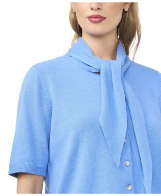 Women's Tie Neck Front Button Cardigan