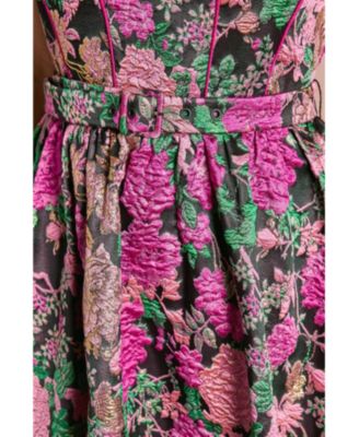 Women's Corset Jacquard Midi Dress