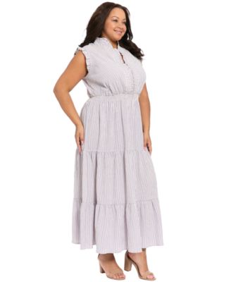 Plus Size Tiered Sleeveless Maxi Dress