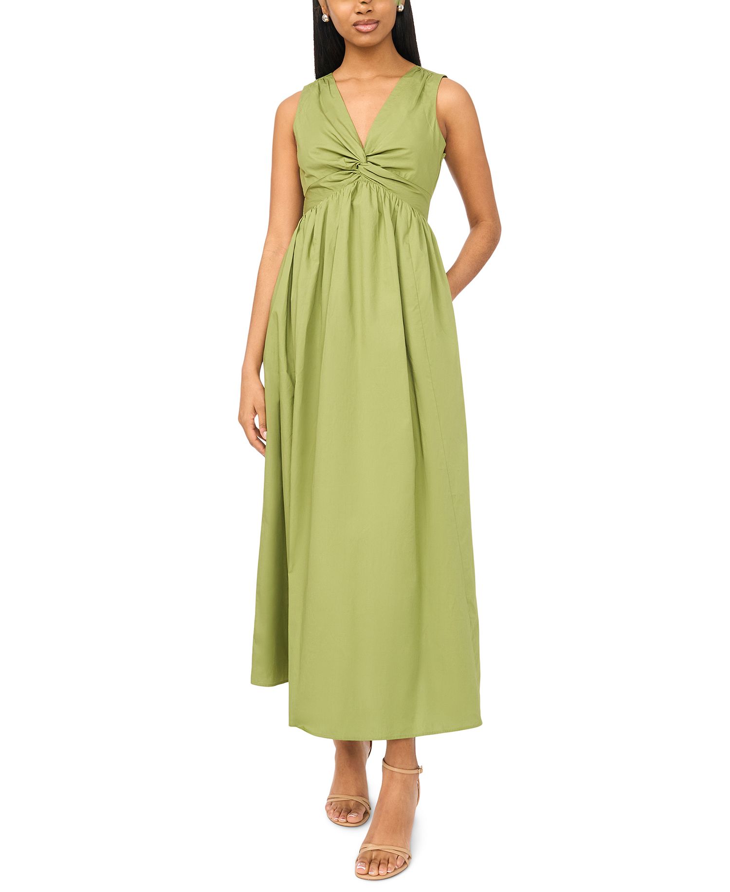 MSK Women's V-Neck Knot Bust Maxi Dress